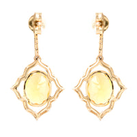 2.77 Ct Oval Mixed Cut Natural Fire Opal 14K Gold Earrings