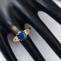 2.76 Ct Oval Mixed Cut Natural Sapphire 14K Gold Ring