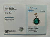 2.76 Ct Pear Mixed Cut Natural Emerald 14K Gold Pendant