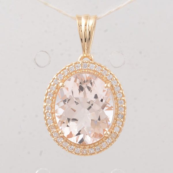 3.31 Ct Oval Morganite 9K Gold Pendant
