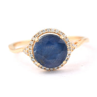 2.64 Ct Round Mixed Cut Natural Sapphire 14K Gold Ring