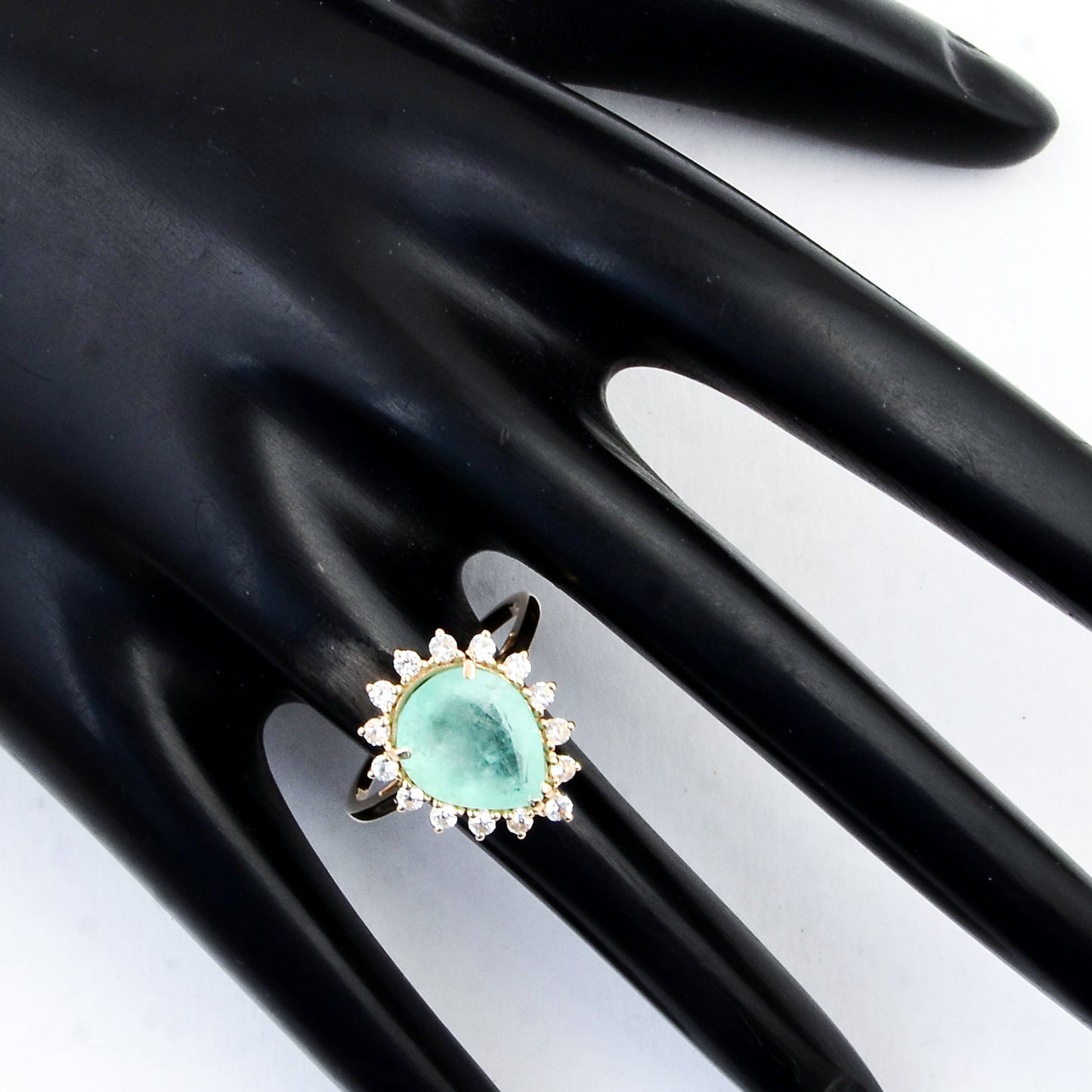 3.87 Ct Pear Emerald 14K Gold Ring