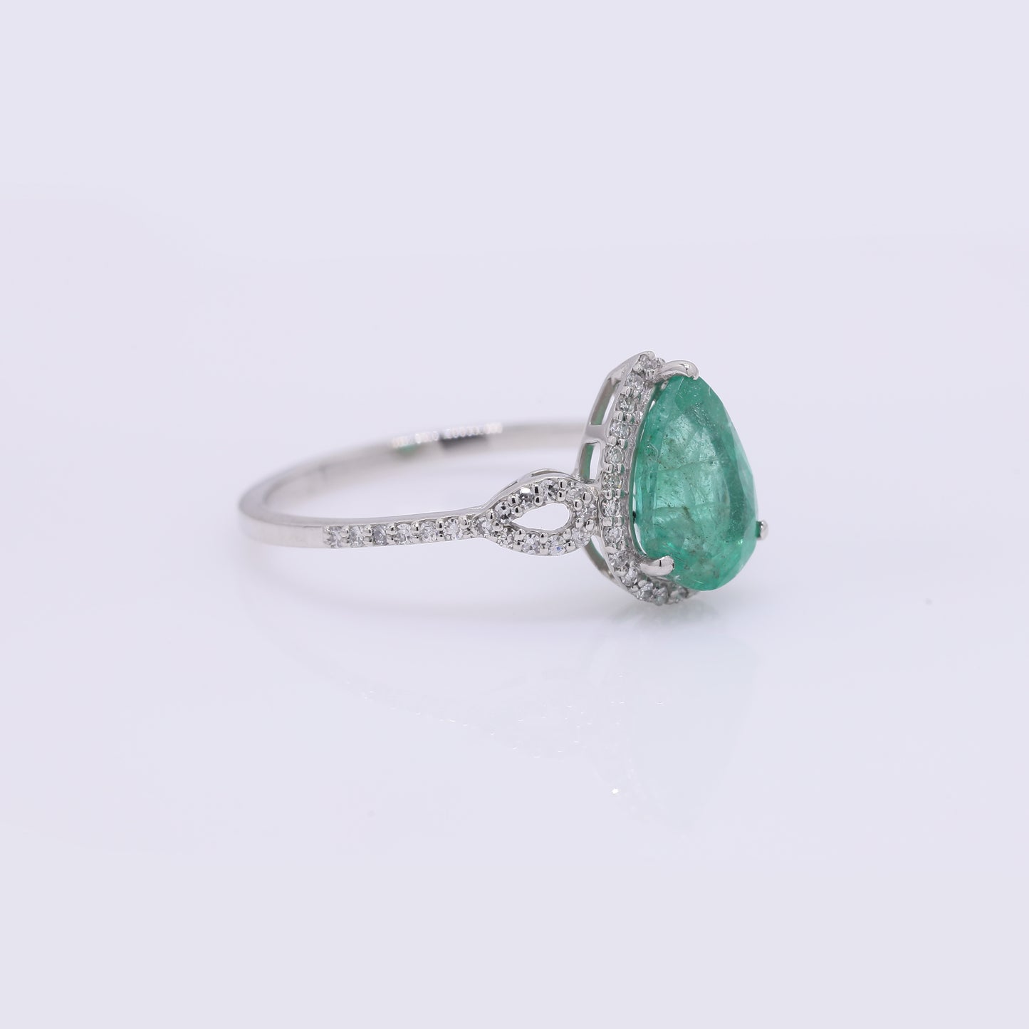 1.65 Ct Pear Mixed Cut Natural Emerald 950 Platinum Ring
