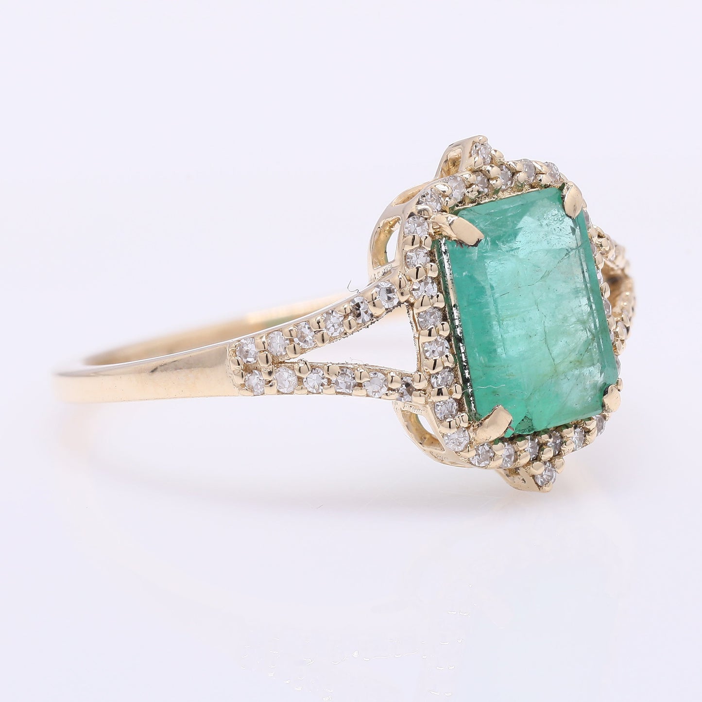 1.40 Ct Octagon Step Cut Natural Emerald 14K Gold Ring
