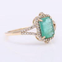 1.40 Ct Octagon Step Cut Natural Emerald 14K Gold Ring
