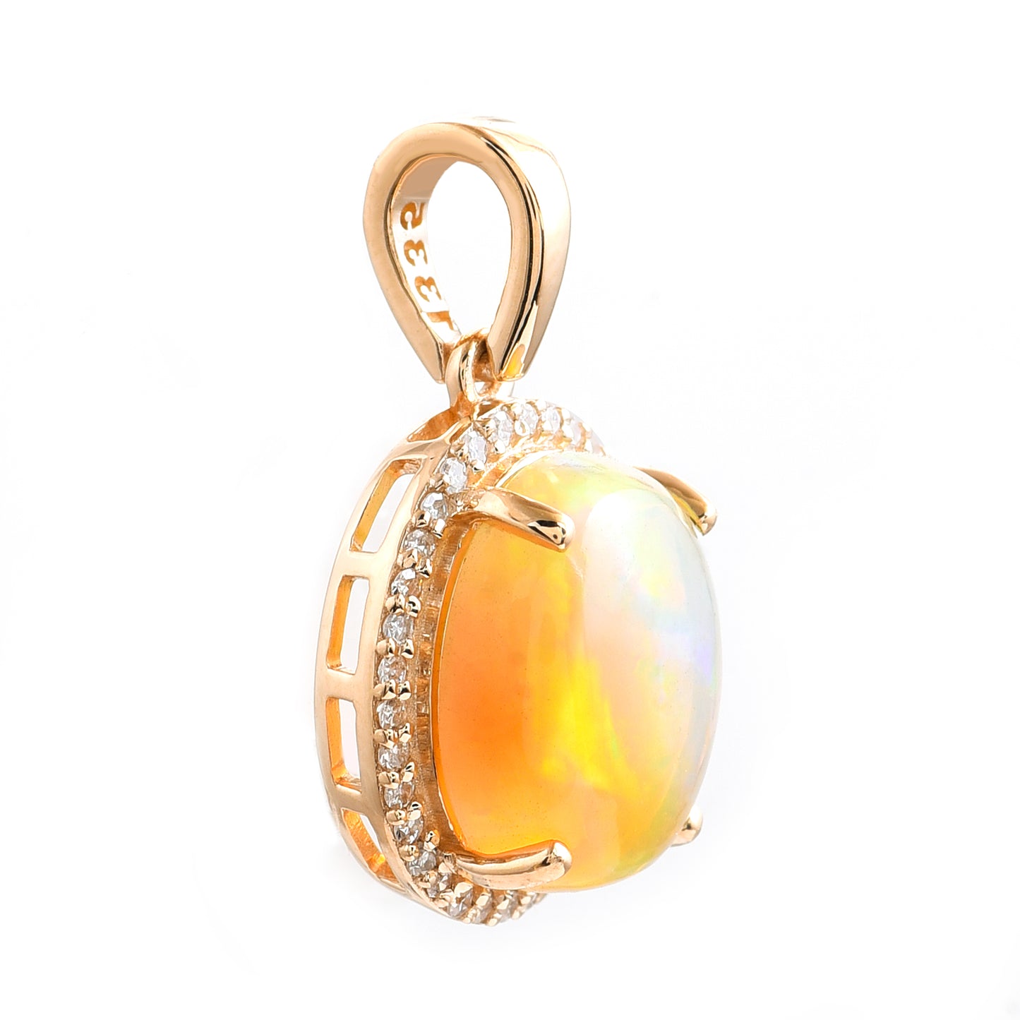 2.42 Ct Oval Opal 14K Gold Pendant