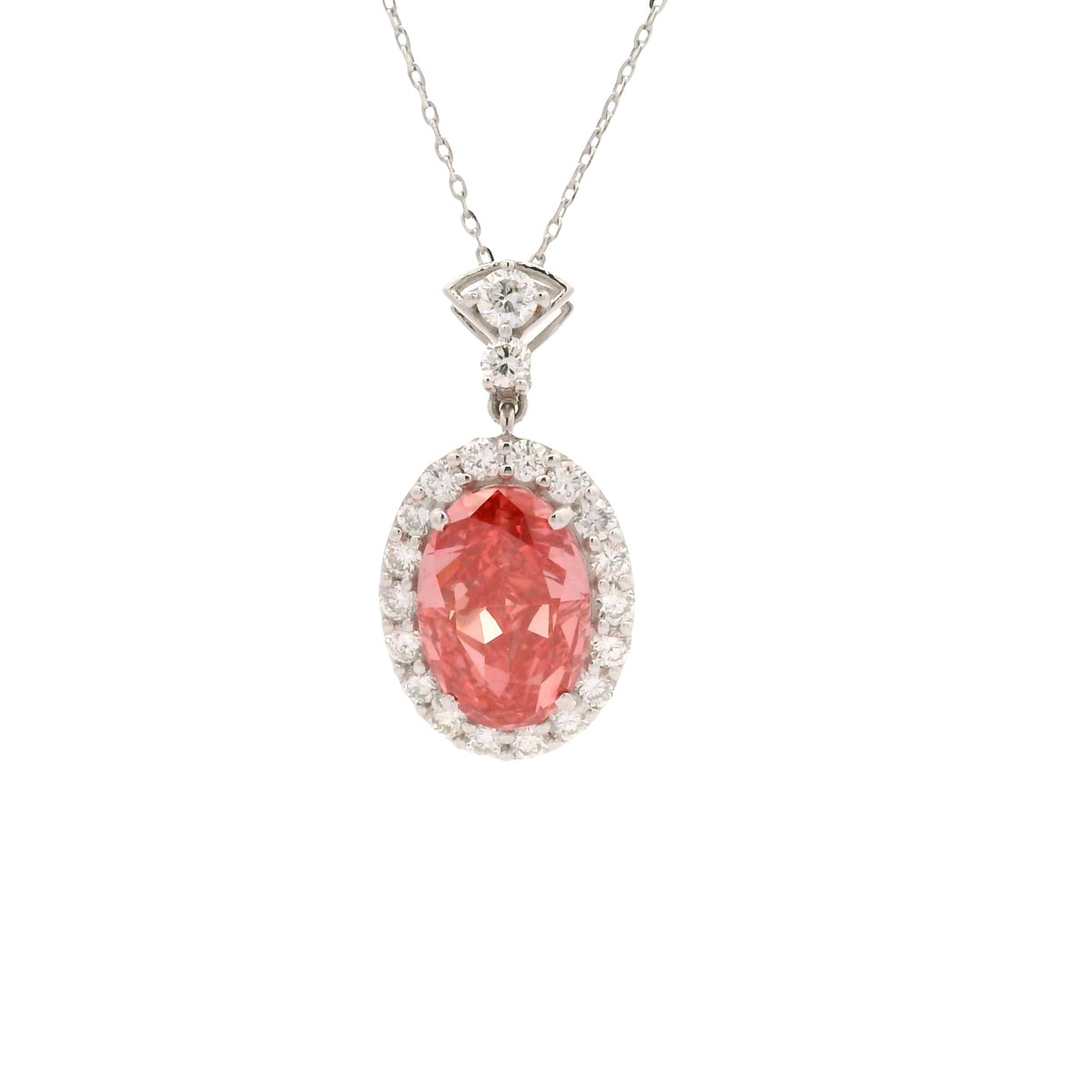 3.66 Carats Pink Lab Grown Diamond 14K Gold Pendant