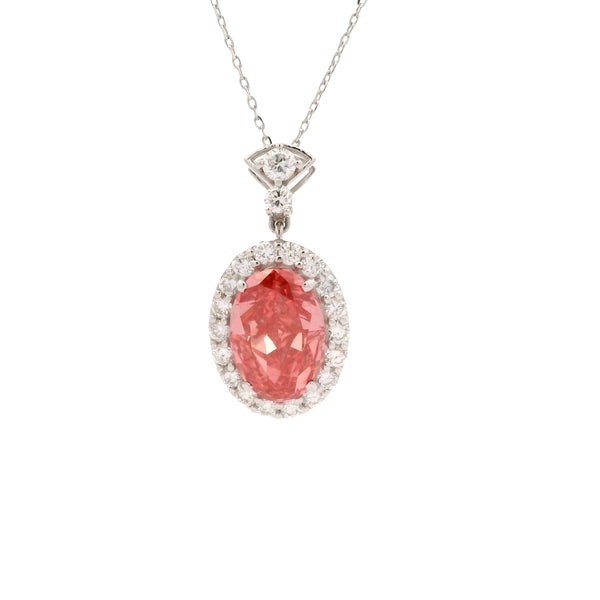 3.66 Carats Pink Lab Grown Diamond 14K Gold Pendant