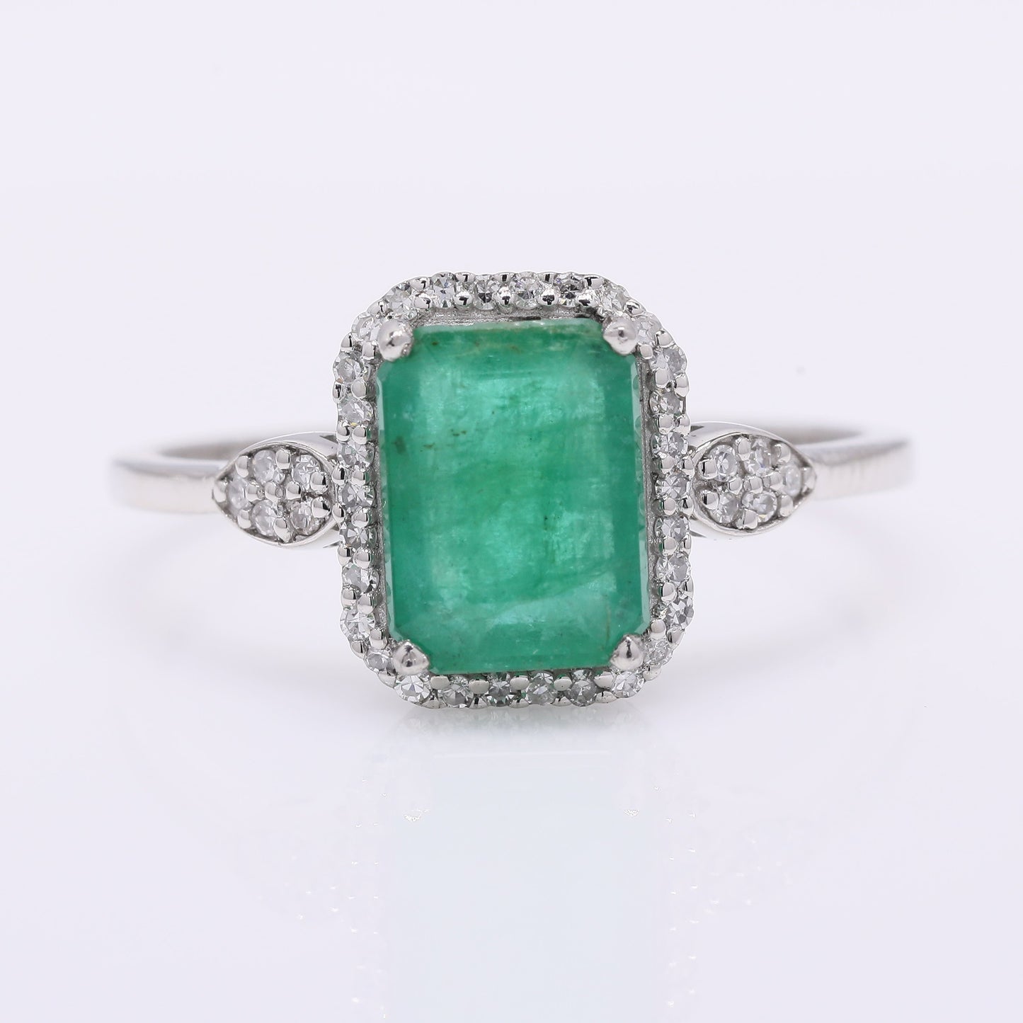 1.57 Ct Octagon Step Cut Natural Emerald 950 Platinum Ring