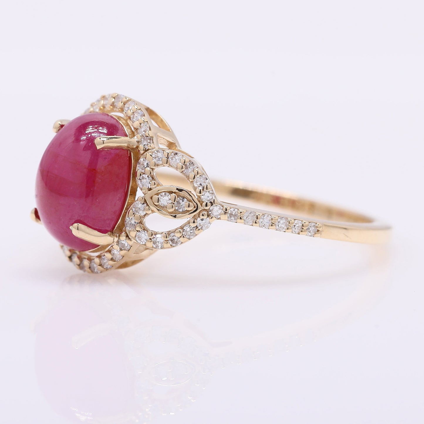 2.85 Ct Oval Mixed Cut Natural Ruby 14K Gold Ring