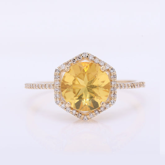 1.37 Ct Round Mixed Cut Natural Fire Opal 14K Gold Ring