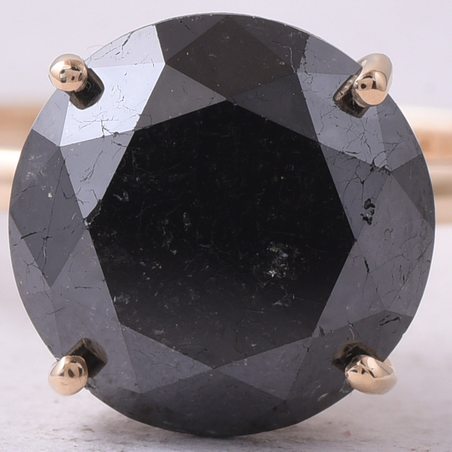 4.86 Ct Round Black Diamond 14K Gold Ring