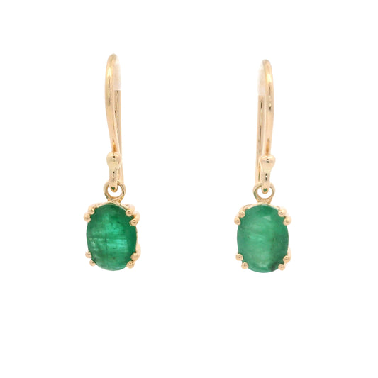 1.87 Ct Oval Emerald 14K Gold Earrings