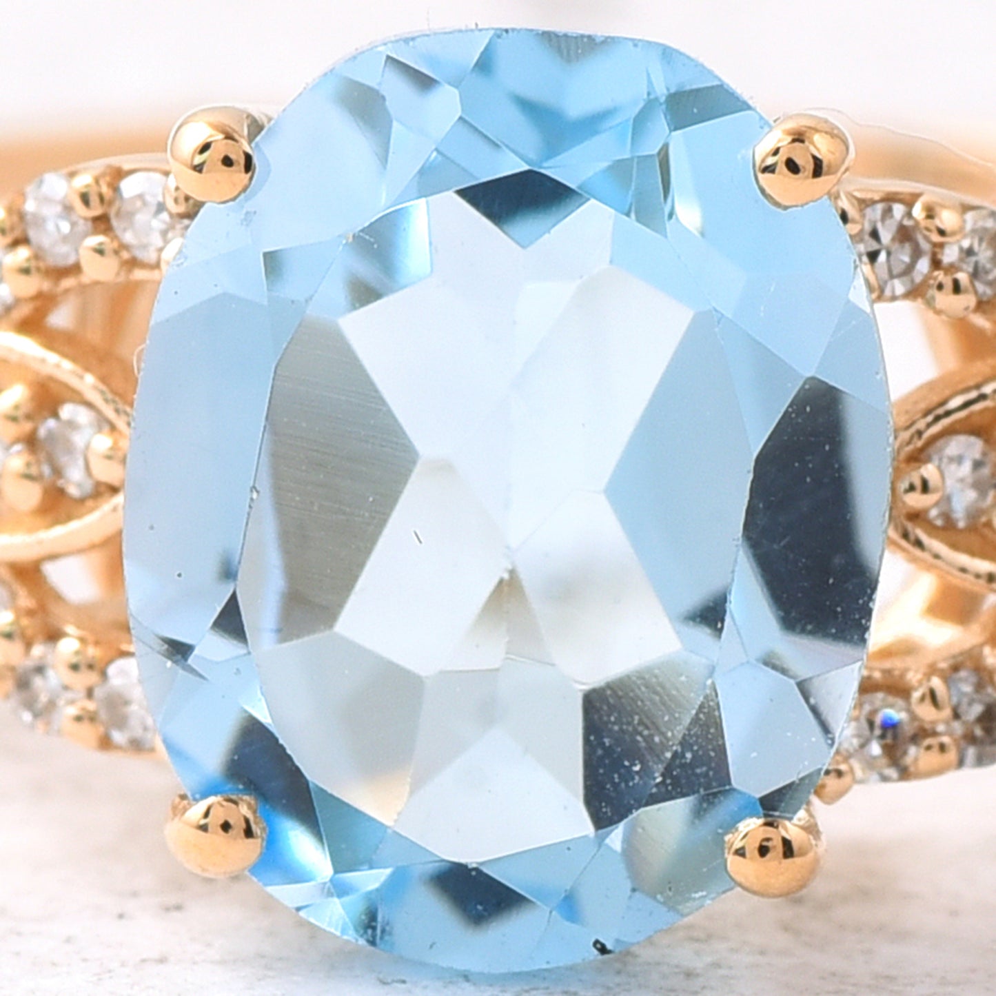 2.19 Ct Oval Mixed Cut Natural Topaz 14K Gold Ring