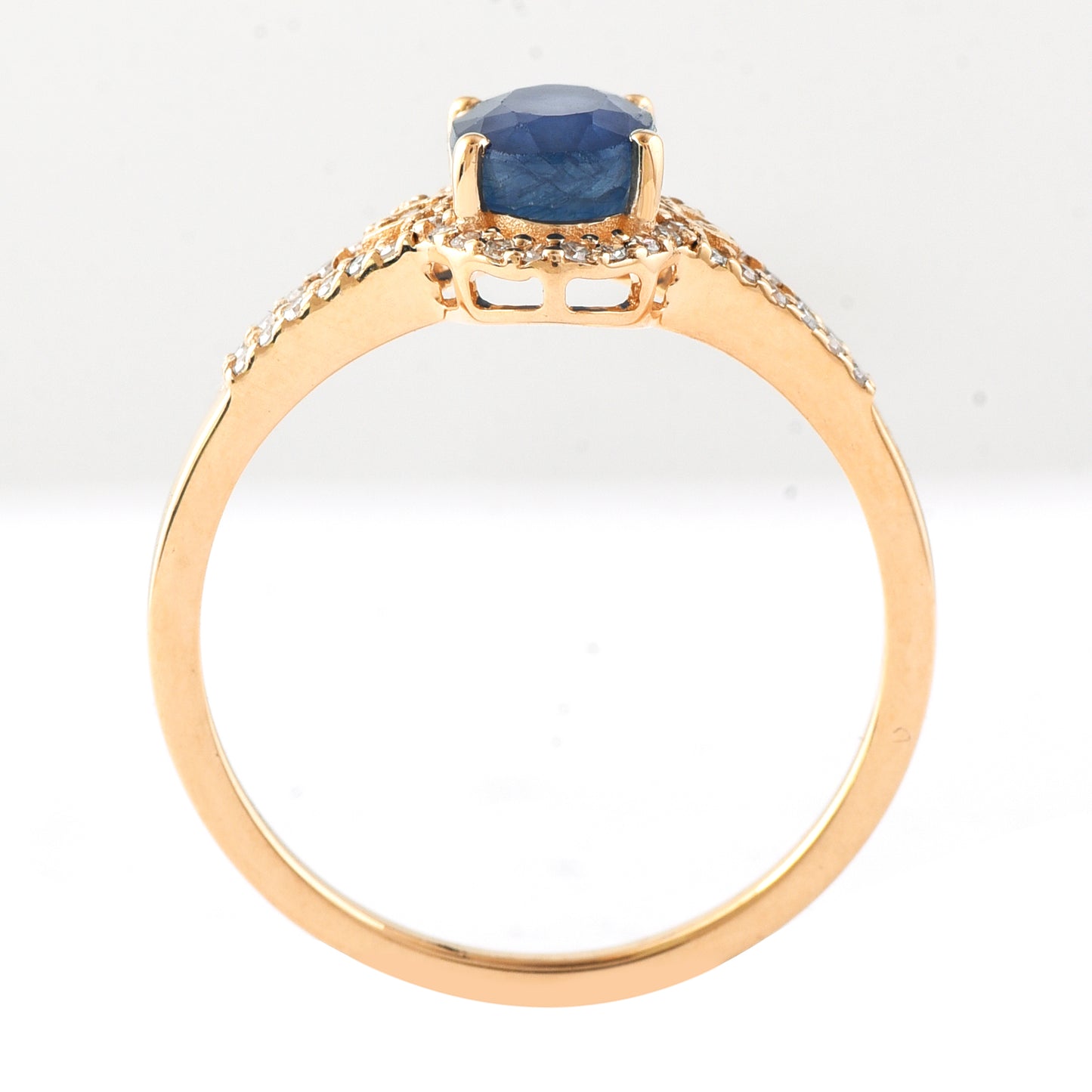 1.62 Ct Oval Mixed Cut Natural Sapphire 14K Gold Ring