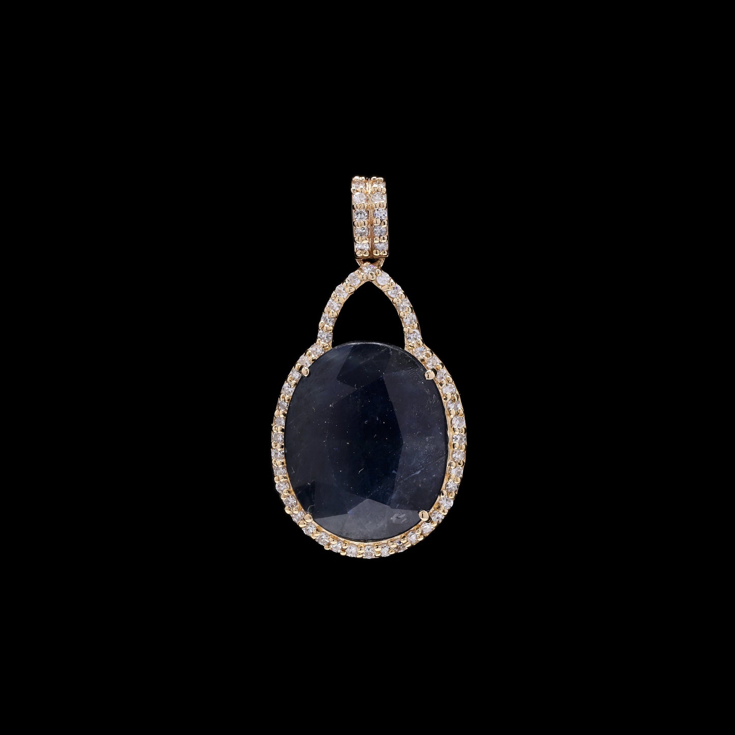 6.36 Ct Oval Mixed Cut Natural Sapphire 14K Gold Pendant