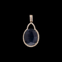 6.36 Ct Oval Mixed Cut Natural Sapphire 14K Gold Pendant