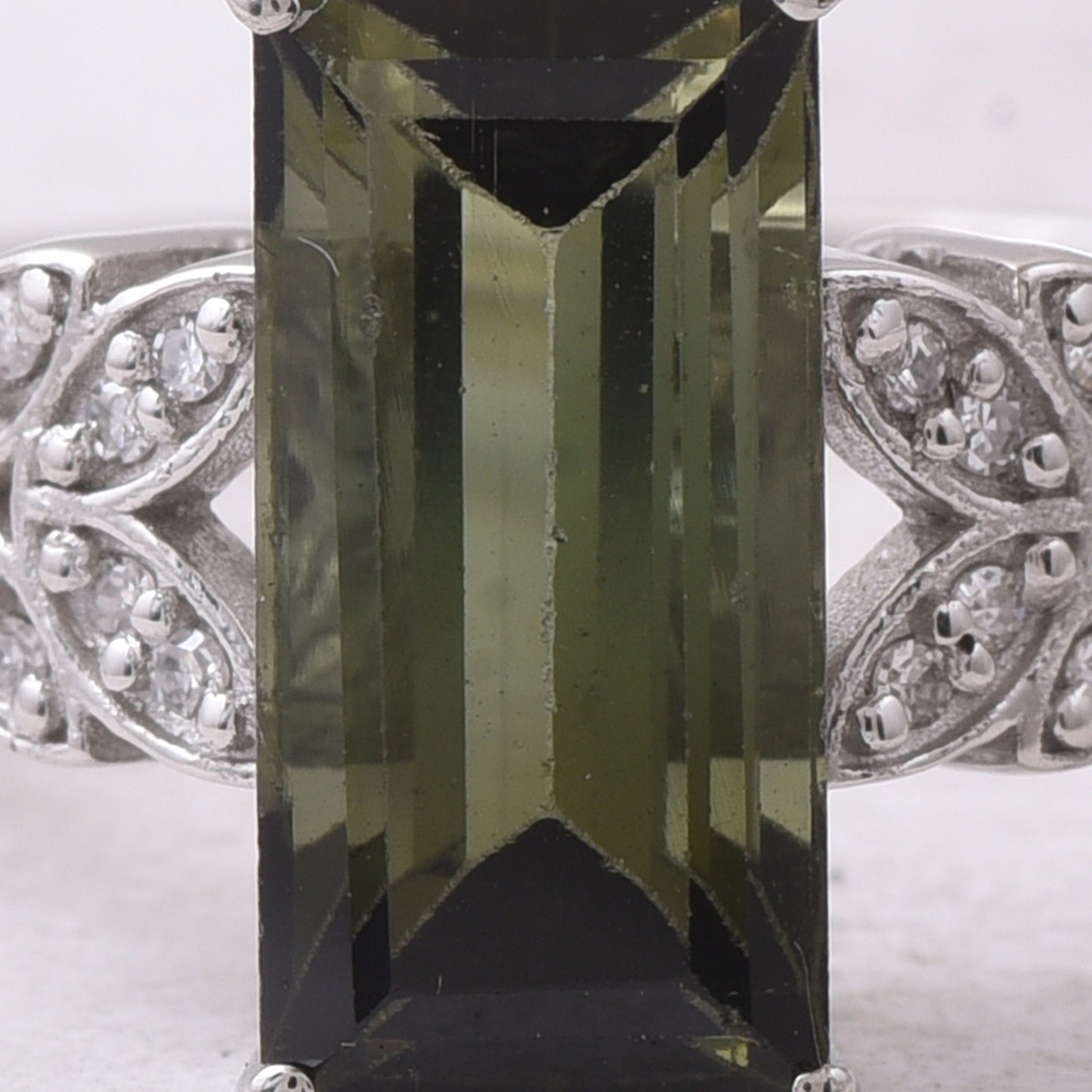 2.72 Ct Rectangle Step Cut Natural Green Tourmaline 950 Platinum Ring