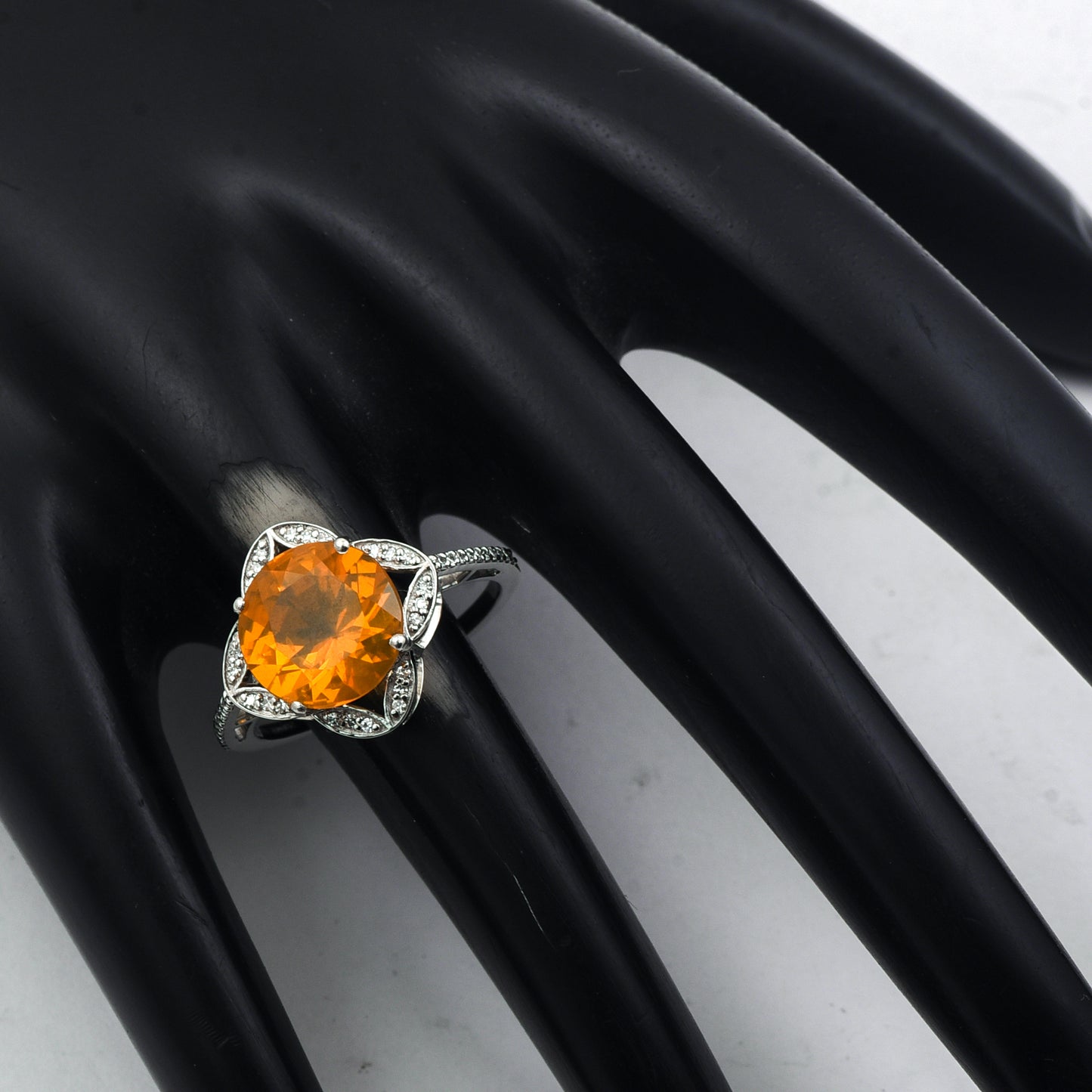 2.47 Ct Round Mixed Cut Natural Fire Opal 950 Platinum Ring