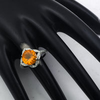 2.47 Ct Round Mixed Cut Natural Fire Opal 950 Platinum Ring