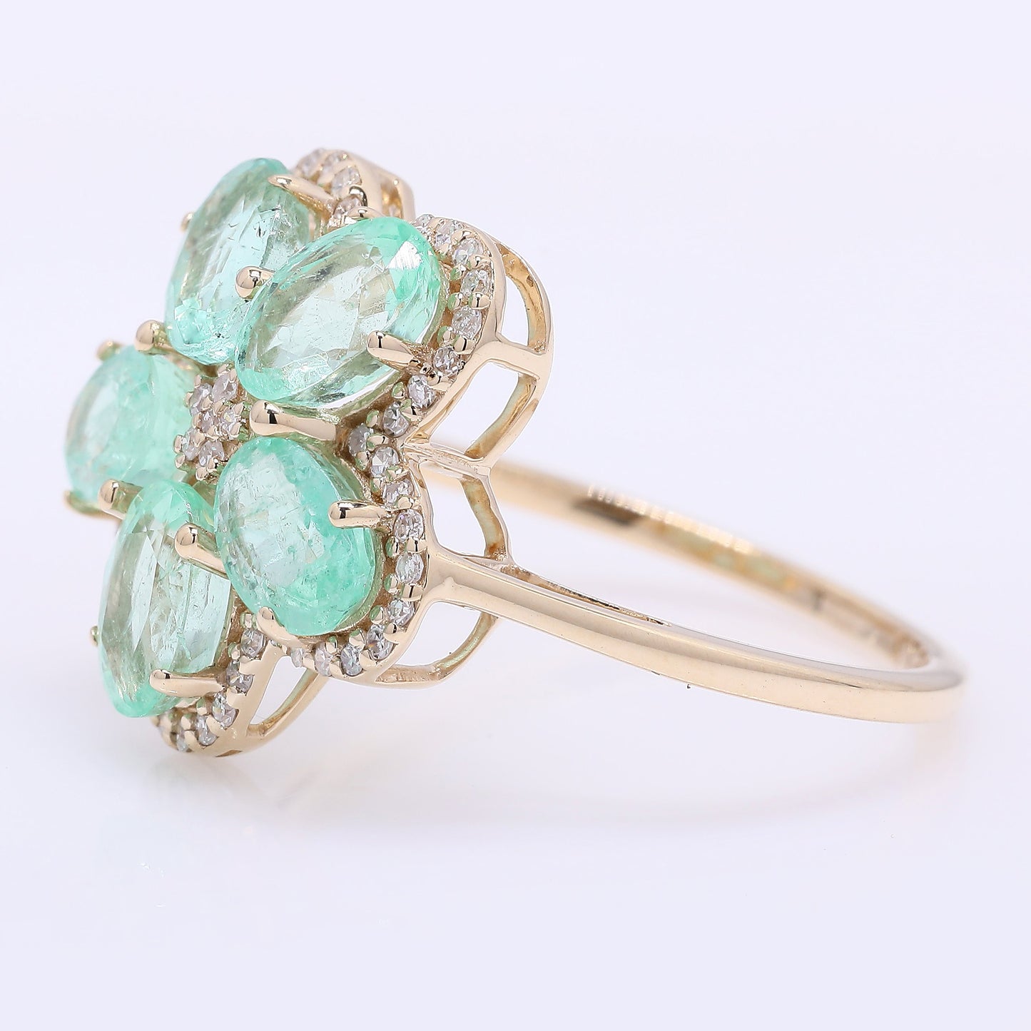 2.69 Ct Oval Mixed Cut Natural Emerald 14K Gold Ring