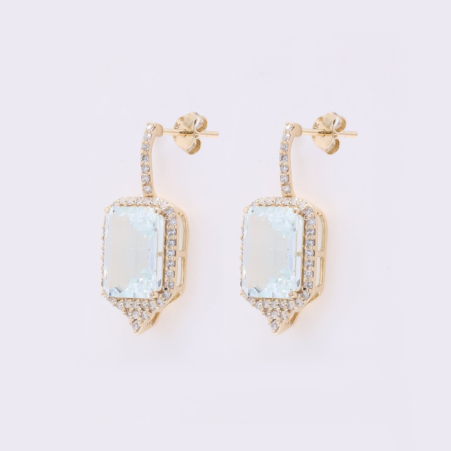 4.86 Ct Octagon Natural Aquamarine 14K Gold Earrings