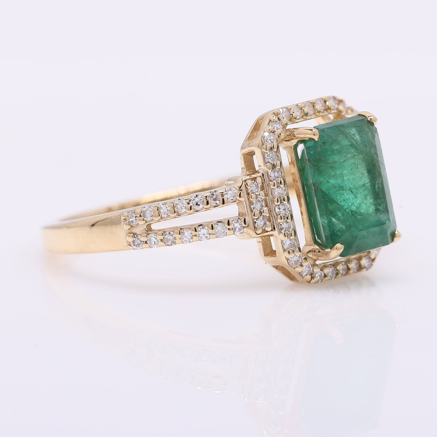 1.61 Ct Octagon Step Cut Natural Emerald 14K Gold Ring