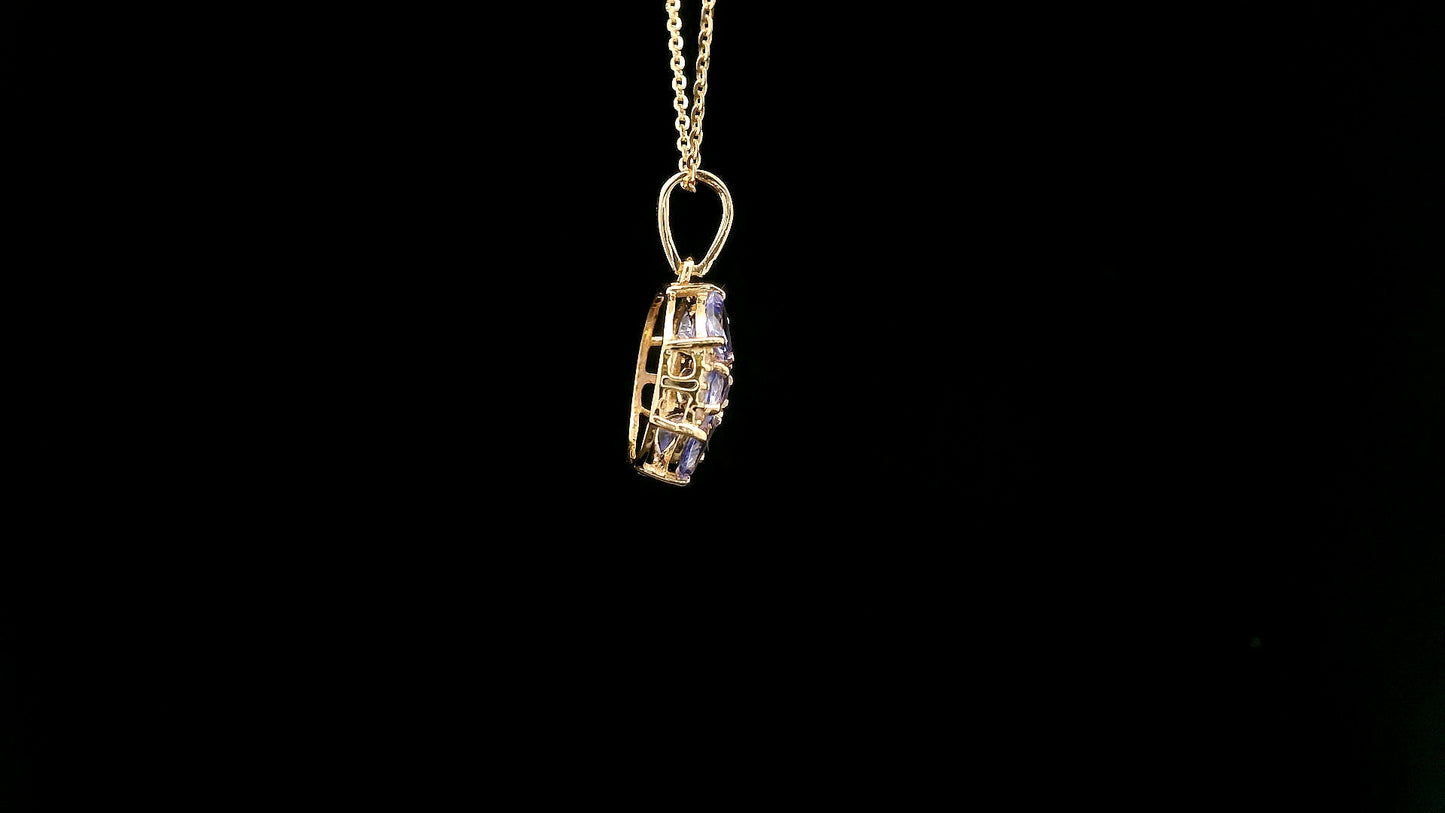 1.61 Ct Trillion Tanzanite 14K Gold Pendant