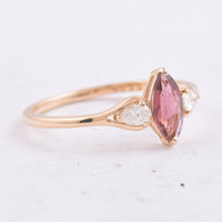 0.59 Ct Marquise Natural Pink Tourmaline 14K Gold Ring