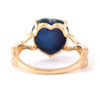 7.04 Ct Heart Cabochon Natural Sapphire 14K Gold Ring