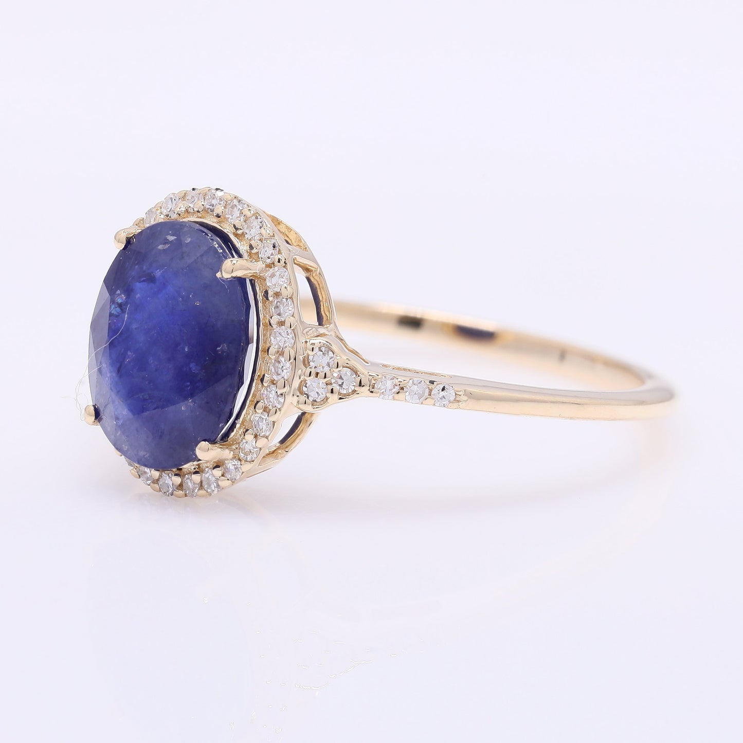 2.68 Ct Oval Mixed Cut Natural Sapphire 14K Gold Ring