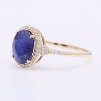 2.68 Ct Oval Mixed Cut Natural Sapphire 14K Gold Ring