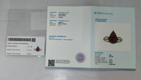 3.02 Ct Pear Mixed Cut Natural Ruby 14K Gold Ring