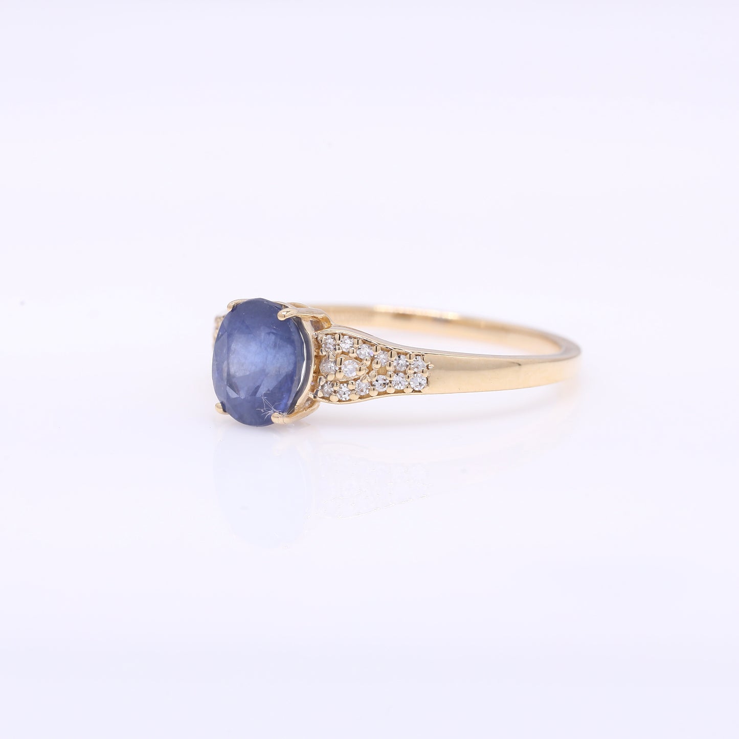 1.48 Ct Oval Mixed Cut Natural Sapphire 14K Gold Ring