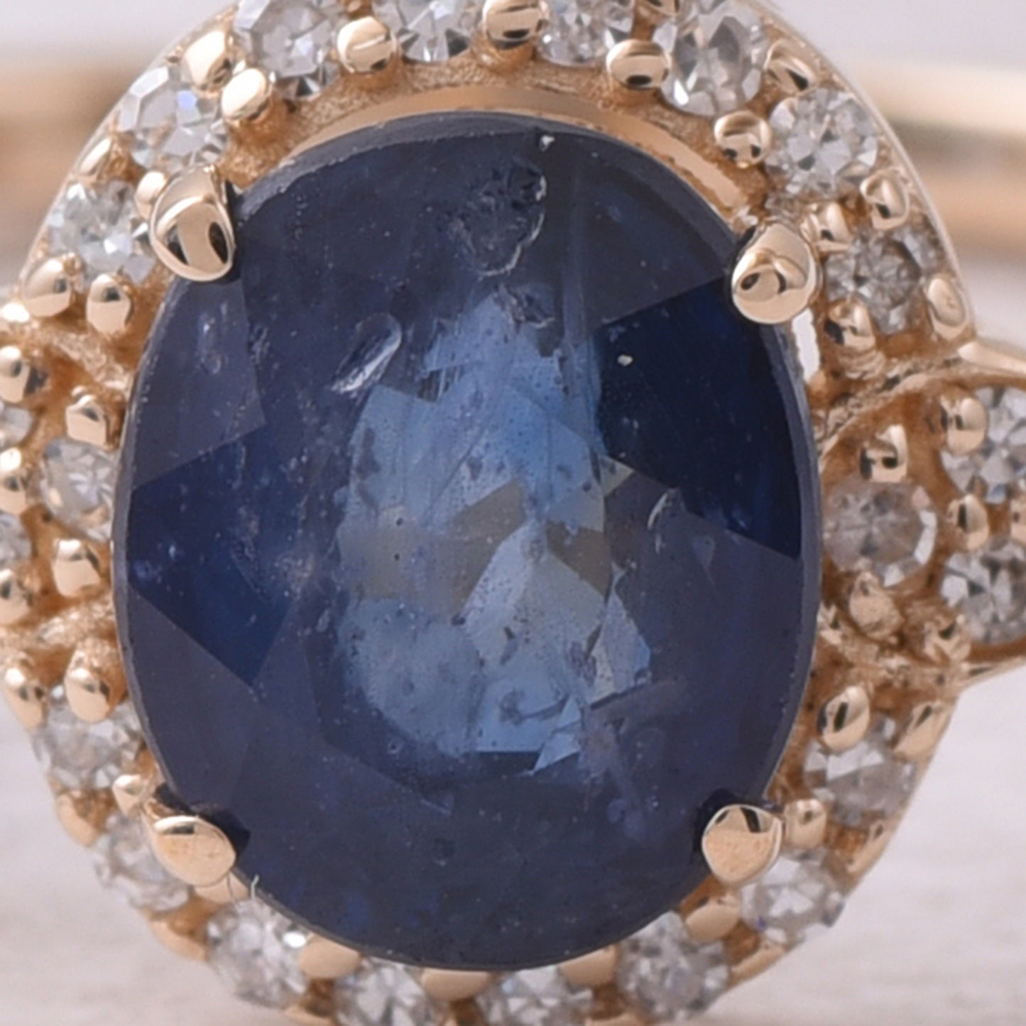 1.35 Ct Oval Mixed Cut Natural Sapphire 14K Gold Ring