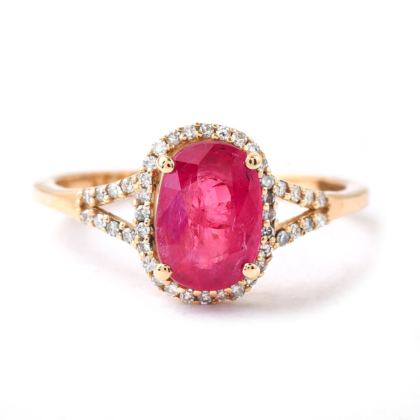 1.84 Ct Oval Mixed Cut Natural Ruby 14K Gold Ring