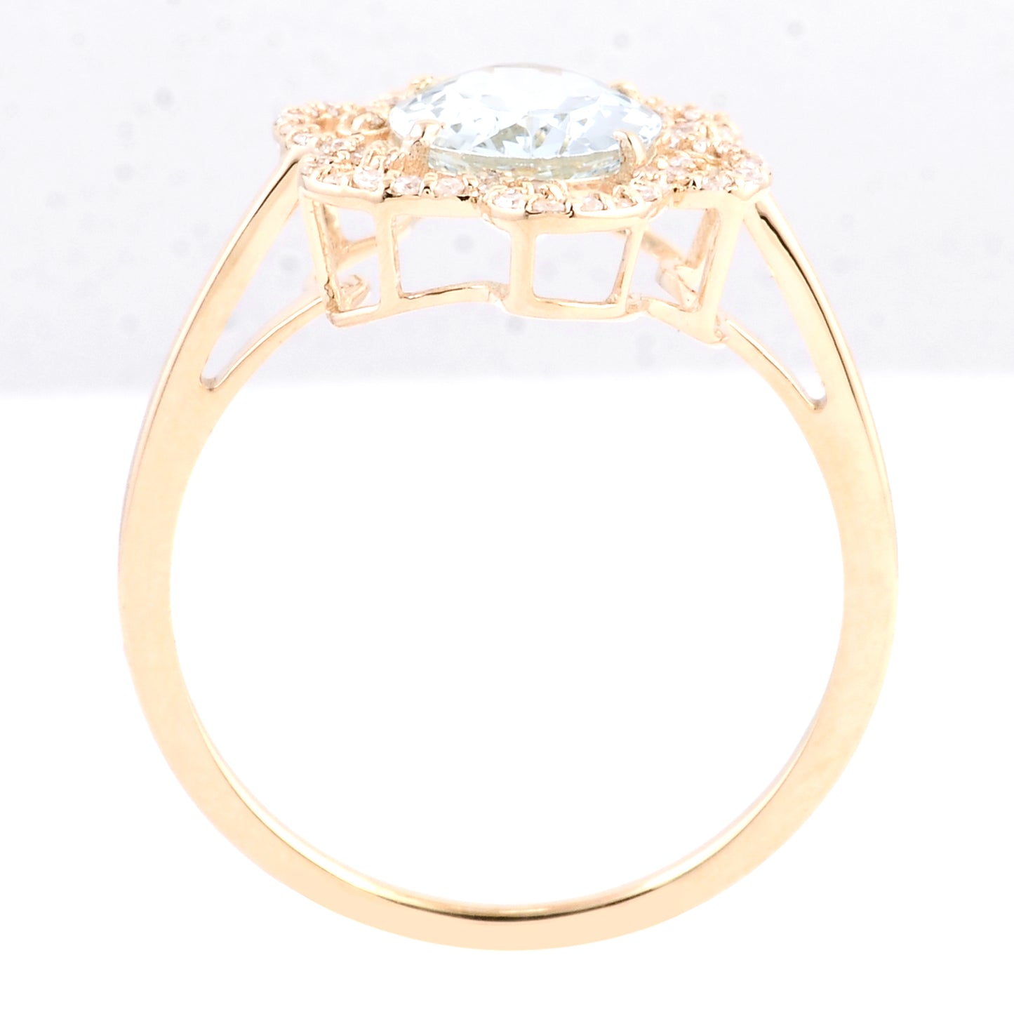 1.52 Ct Oval Mixed Cut Natural Beryl Aquamarine 14K Gold Ring