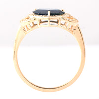 2.14 Ct Pear Mixed Cut Natural Sapphire 14K Gold Ring