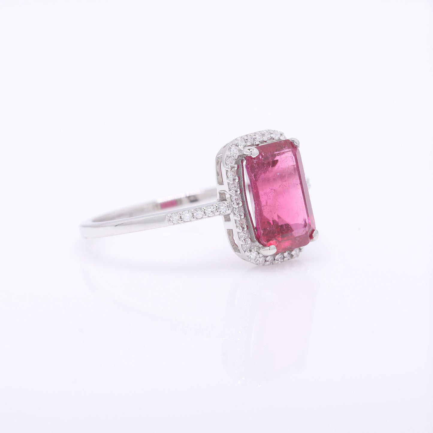 2.08 Ct Octagon Step Cut Natural Pink Tourmaline 950 Platinum Ring
