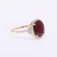 3.13 Ct Oval Mixed Cut Natural Corundum Ruby 14K Gold Ring