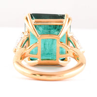 18.99 Ct Octagonal Step Cut Natural Beryl Emerald 18K Gold Ring