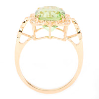 4.74 Ct Cushion Mixed Cut Natural Peridot 14K Gold Ring