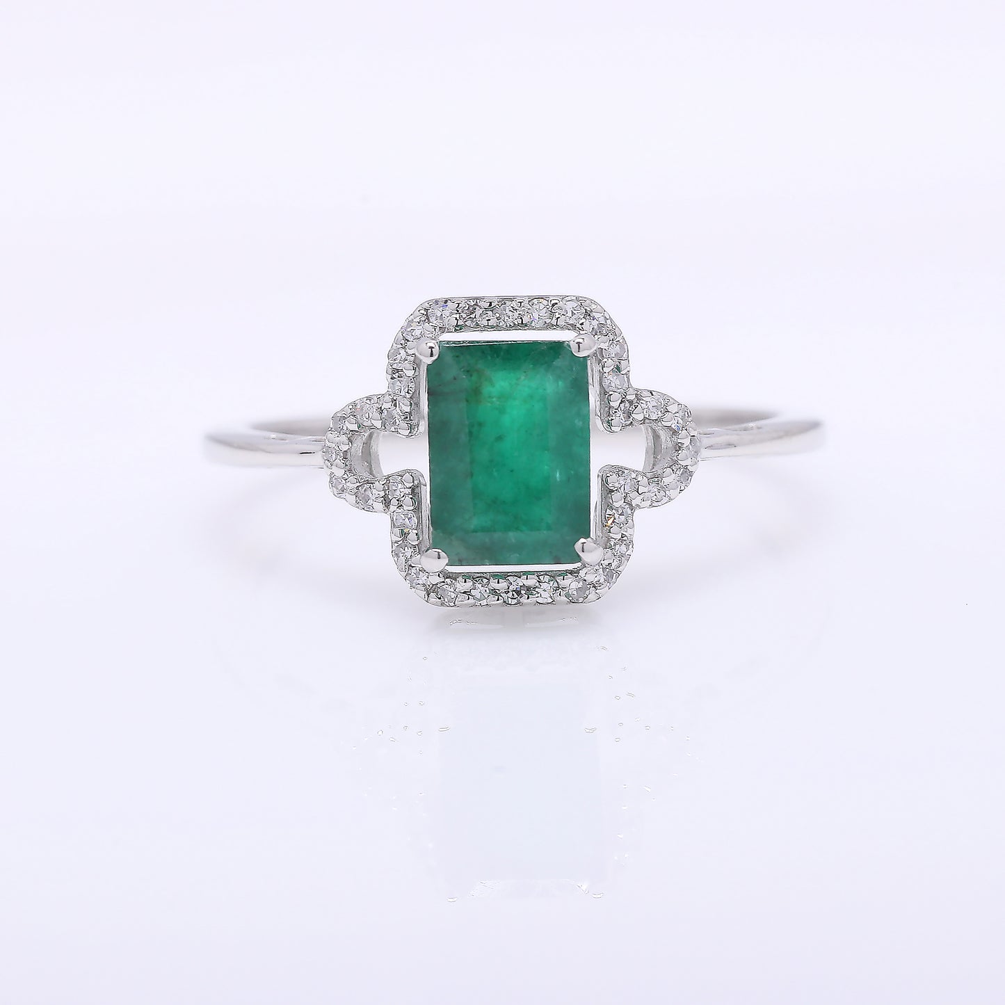 1.29 Ct Octagon Step Cut Natural Emerald 950 Platinum Ring