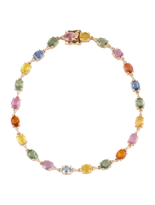 14K 8.44ctw Sapphire & Diamond Link Bracelet