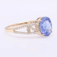 2.55 Ct Oval Mixed Cut Natural Sapphire 14K Gold Ring