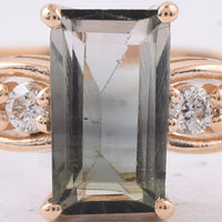 0.89 Ct Rectangle Step Cut Natural Tourmaline 14K Gold Ring