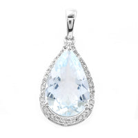 3.59 Ct Pear Mixed Cut Natural Aquamarine 950 Platinum Pendant