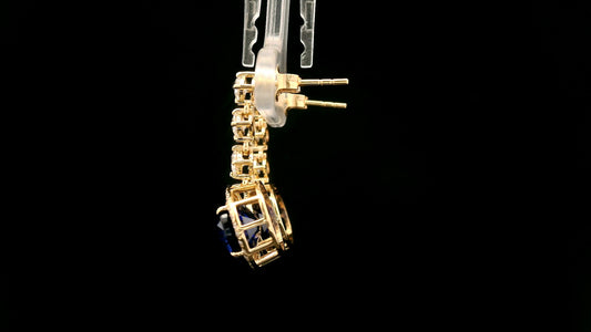 8.51 Ct Oval Lab Grown Blue Sapphire 14K Gold Earrings