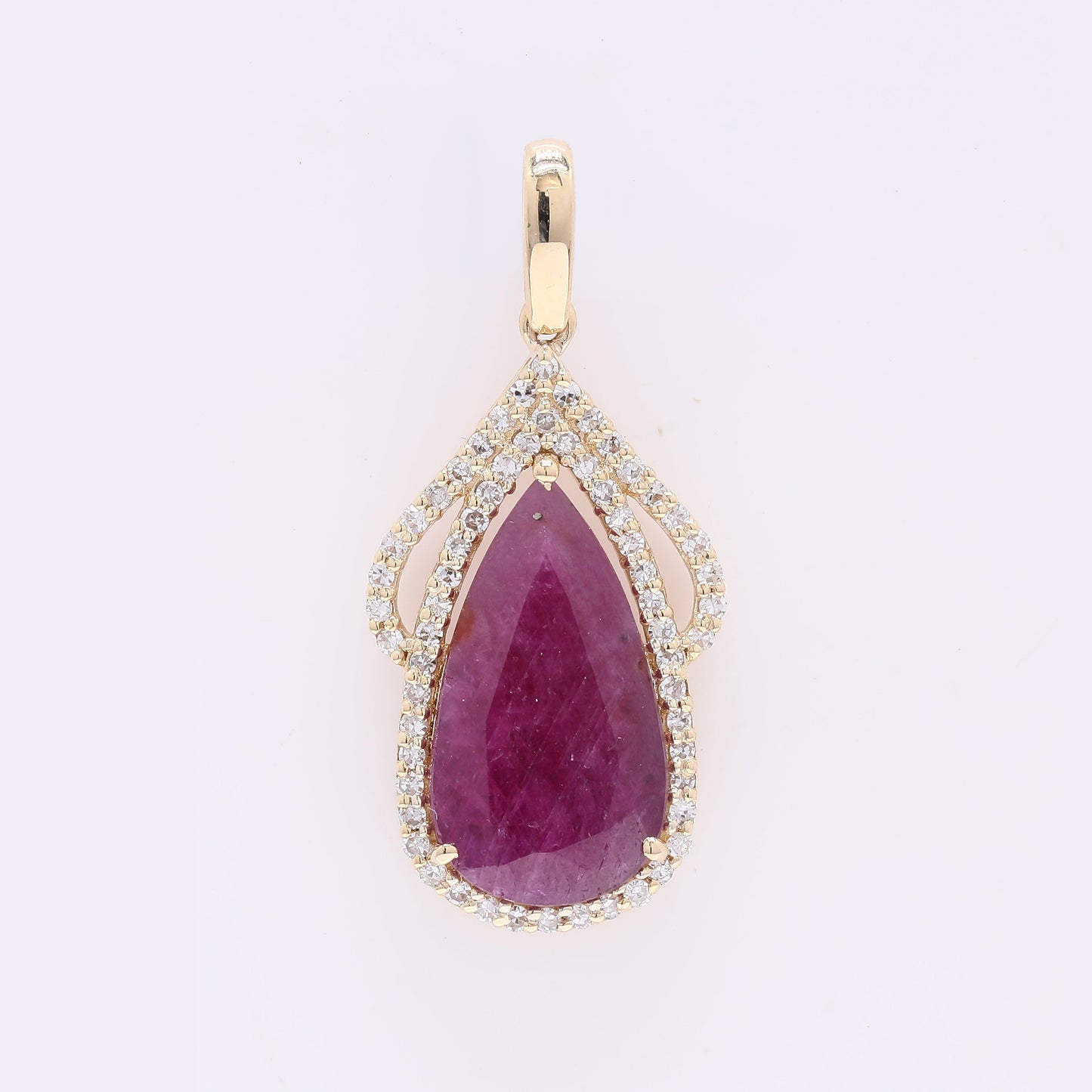 2.68 Ct Pear Mixed Cut Natural Ruby 14K Gold Pendant