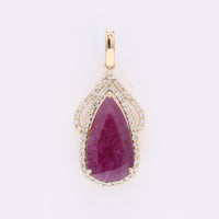 2.68 Ct Pear Mixed Cut Natural Ruby 14K Gold Pendant